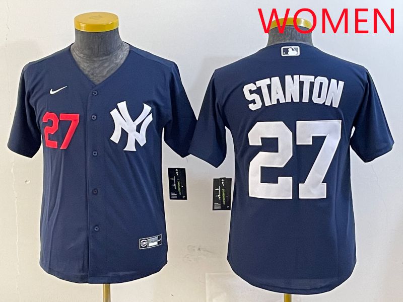 Women New York Yankees 27 Stanton Blue Game 2025 Nike MLB Jersey style 2